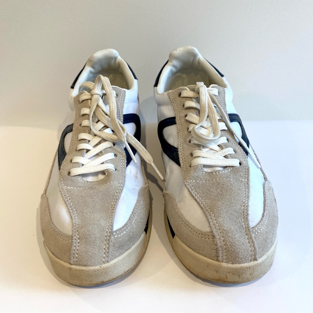 Tretorn Retro Rawlings Sneakers Lace-Up Casual Tennis Navy Tan White Sz 8.5